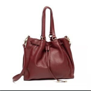 NWOT Laggo Chic Burgundy Leather Drawstring shoulder/crossbody ToteBag